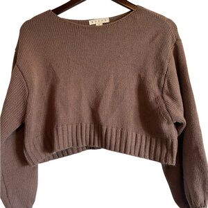 HYFVE Brown Crew Neck Cropped Sweater